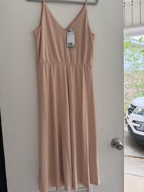 H&M Sleeveless V-Neck Midi Dress in Nude Blush